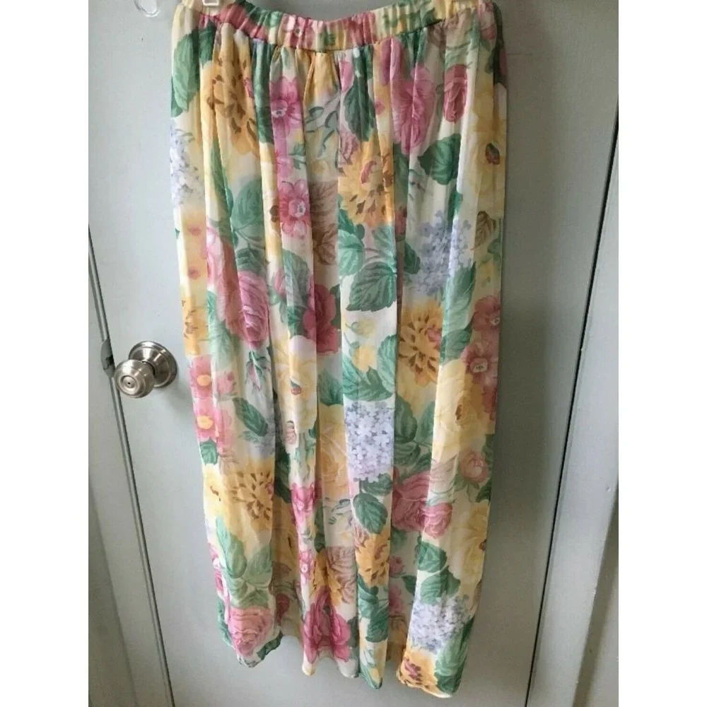 vintage MR MORT Size 6 floral skirt set jacket sheer skirt large flower